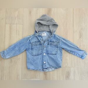 Zara Kids Denim Hooded Jacket Size 4–5Y (110cm) Blue Jean Jacket Hoodie Style